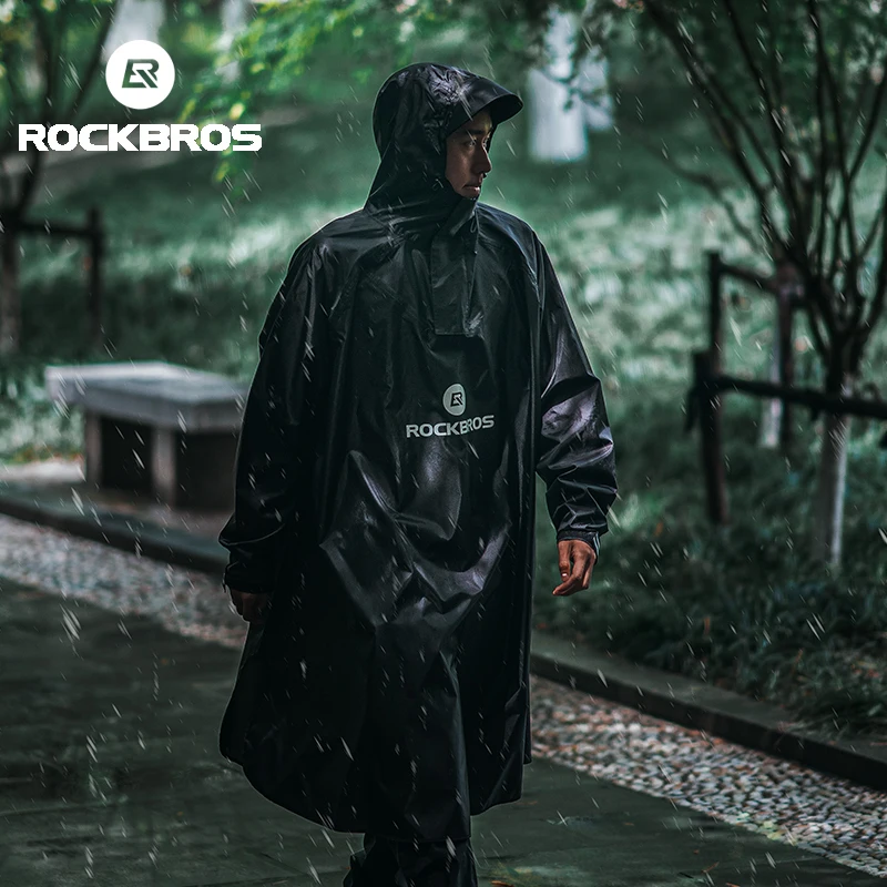 ROCKBROS Bicycle Raincoat Cycling Jacket Poncho Rainproof Hooded Coat Commute Rain Cape Electromobile Waterproof Windproof Cloak