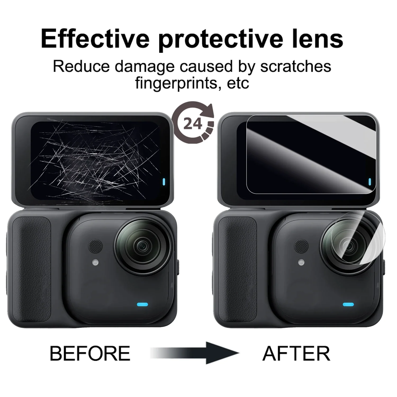 Tempered Glass Film for Insta 360 Go Ultra Screen Protector Anti-Scratch Camera Lens Film for GoUltra Sports Camera Accessories