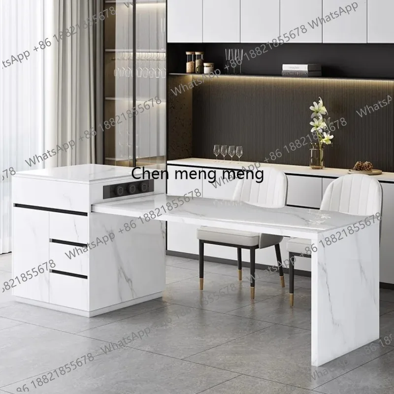 

Dining Table Open Kitchen Rock Slab Island Table Integrated Dining Room Cooking Bar Control Retractable Center Guide Countertop