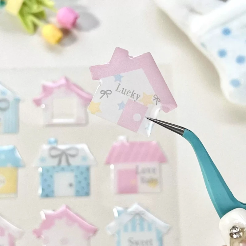 

Korean INS Cute Cartoon Small House 3D Relief Stickers Adorable Girlish Phone Case CCD Waterproof DIY Decals Journaling Sticker