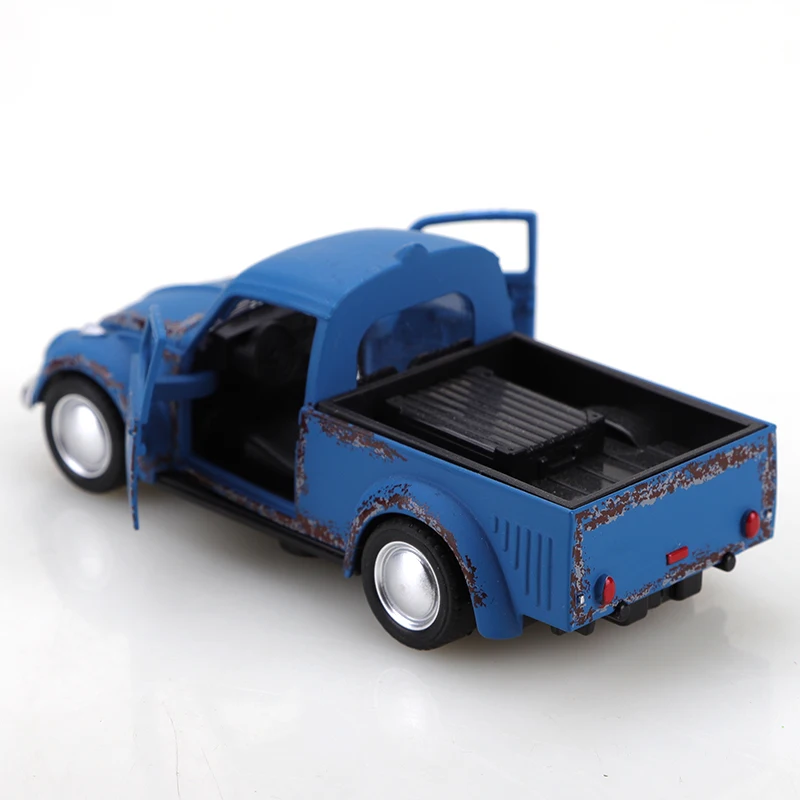(Corrugated Box) 1/43 Ratio, vintage Beetle Pickup Rusty Version Toy Car, Strong Pull-Back Function, Metal Die-Casting,