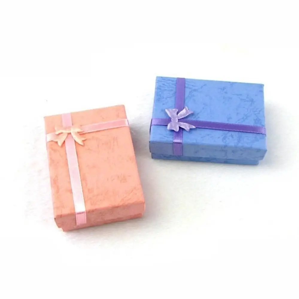 2Pcs/Set Necklace Bracelet Ring Set Small Jewellery Gift Boxes Bag Jewelry Packaging Box Earring Organizer Random Color