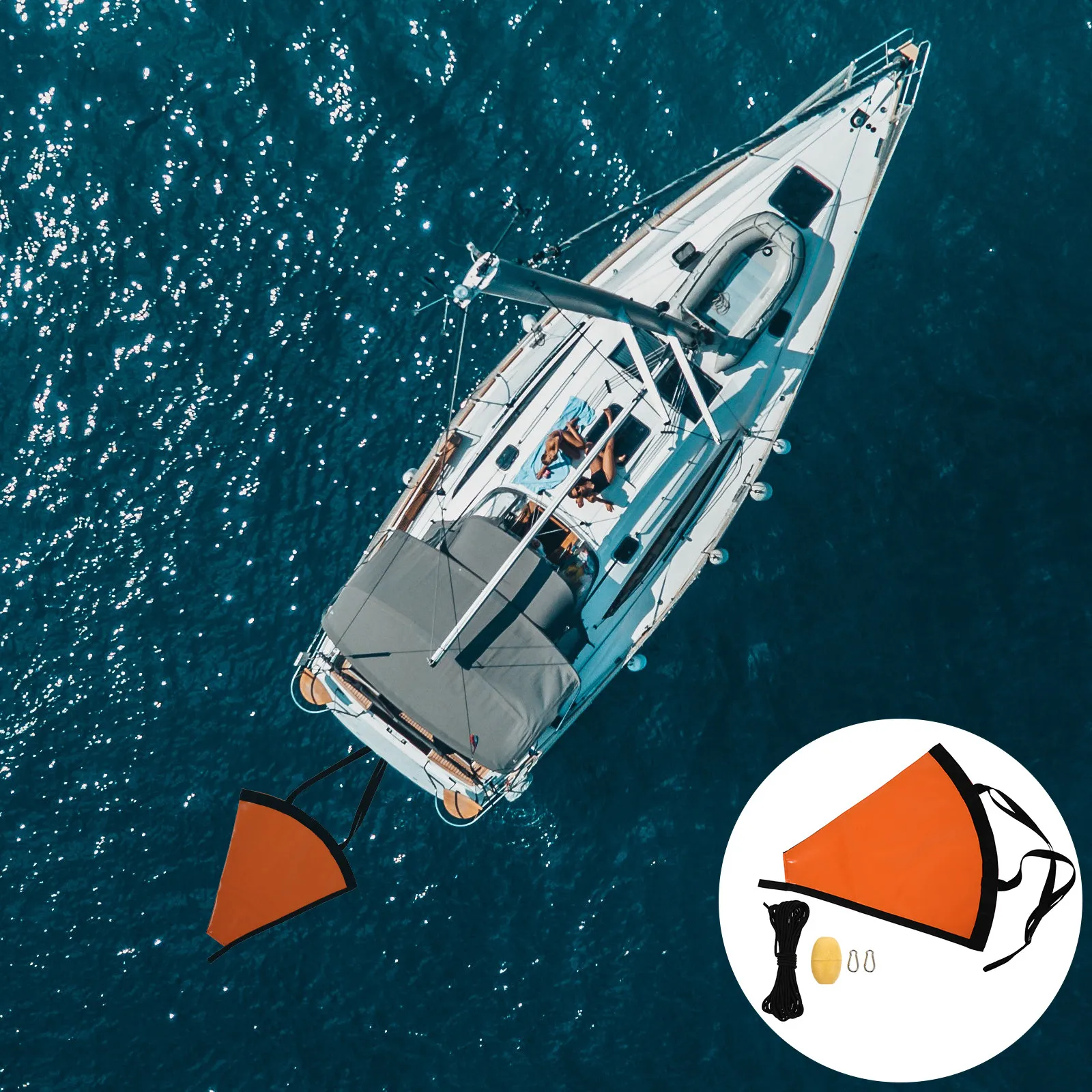 

1Set PVC Heavy-Duty Floating Boat Anchor Sock Trolling Sea Anchor Drogue Tow Rope Line Buoy-Ball for Kayak Pontoon