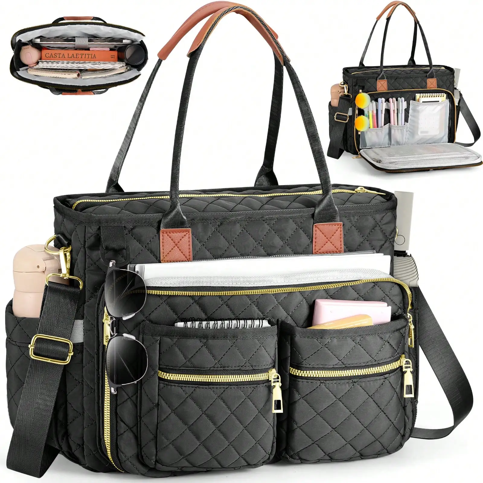 Large Laptop Bag For Women Teacher Tote Bags Work Professional Computer Messenger Bag With Insulated Pocket,Laptop Briefcase For Office,College,Nurse