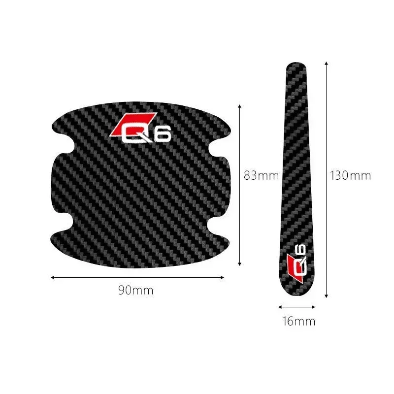 Carbon Fiber Car Door Bowl Anti-scratch Sticker Handle Protection Decals for Audi Q6 Logo Surface Film Strip Auto Accessories