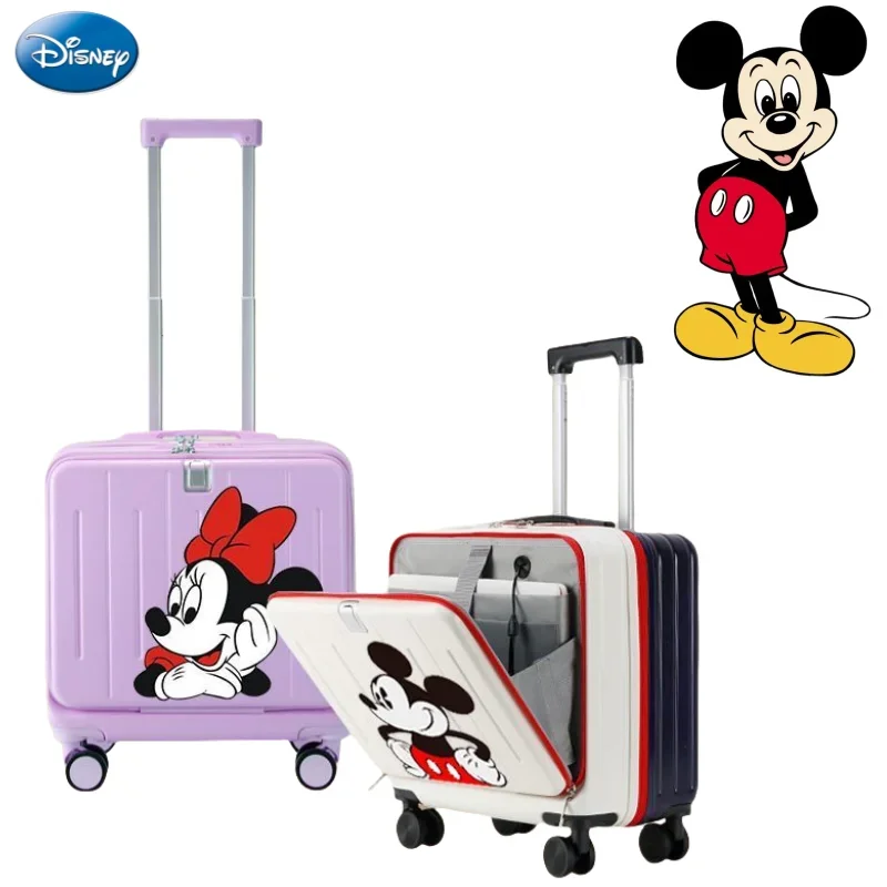 Disney Mickey and Minnie cartoon cute 18-inch front opening suitcase multi-functional boarding trolley case password box gift