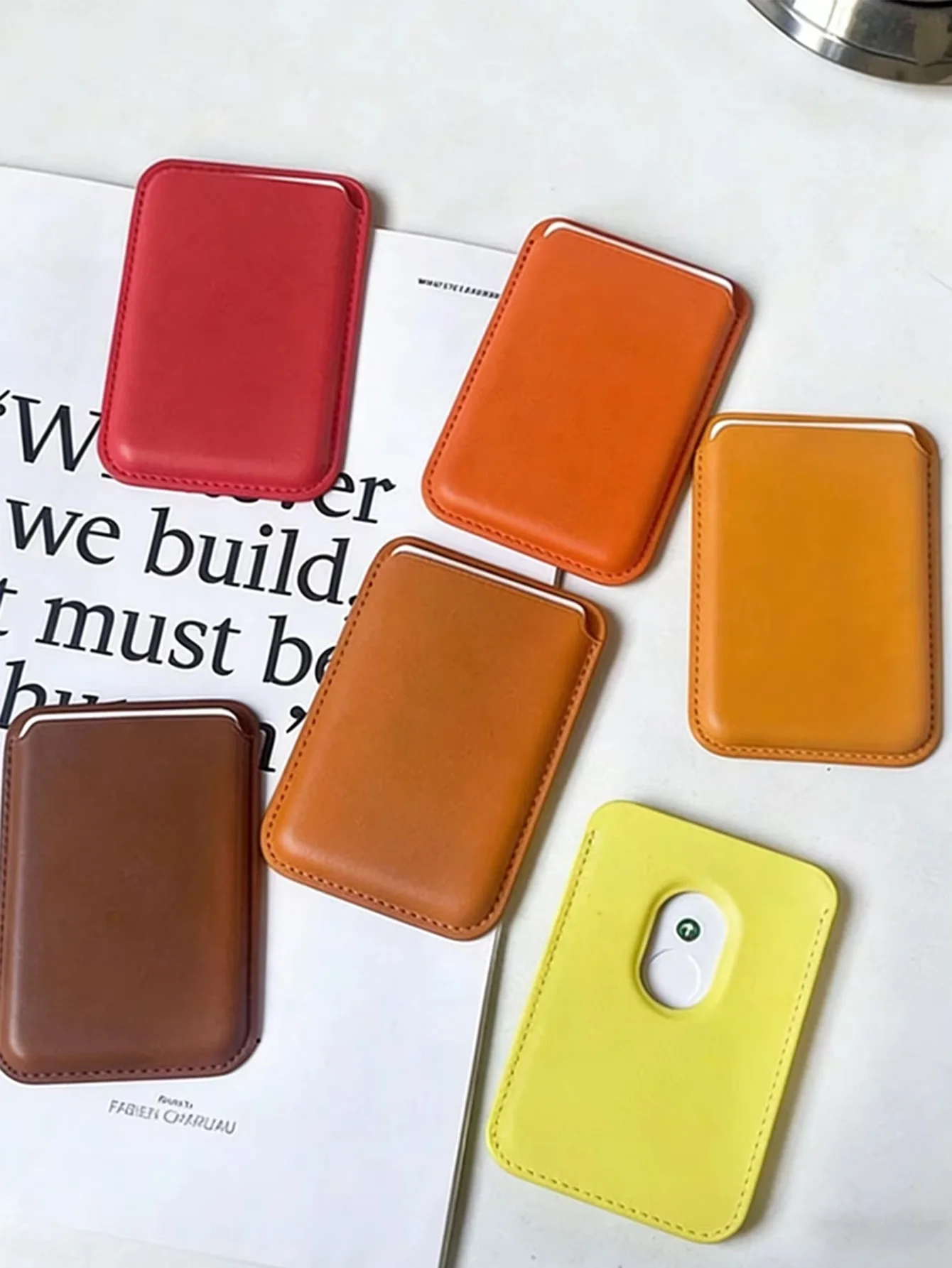 Magnetic card holder, PU leather card holder, ID card holder, adhesive phone card pocket, genuine leather wallet-style magnetic