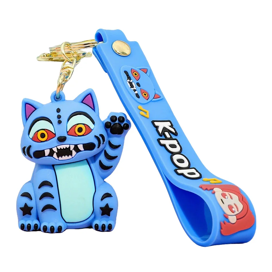 4pcs KPOP Keychain, Tiger Character PVC Figure Keychain, Cute Harajuku Style Key Ring for Kids & Fans ChristmasGift