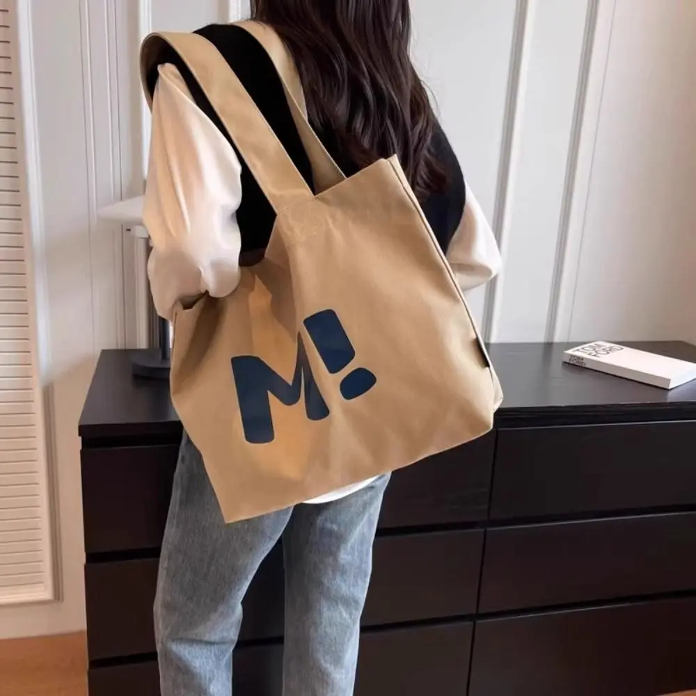 Letter Printing Canvas Tote Bag Casual Multifuntional Japanese Style Student Shoulder Bag Large Capacity Shopping Bag