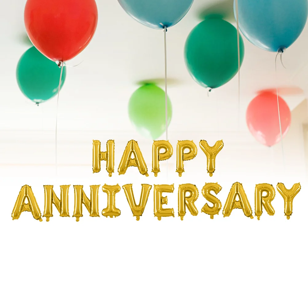 

16 Inch Happy Anniversary Letter Balloons Aluminum Film Set Wedding Party Decoration Suitable for Indoor Outdoor