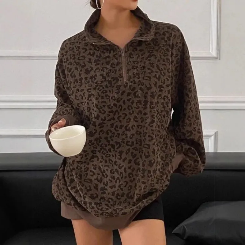 Top Sweatshirt Women's Autumn/Winter Contrast Colour Faux Two-Piece Camouflage Patchwork Hooded Comfortable Minimalist Casual