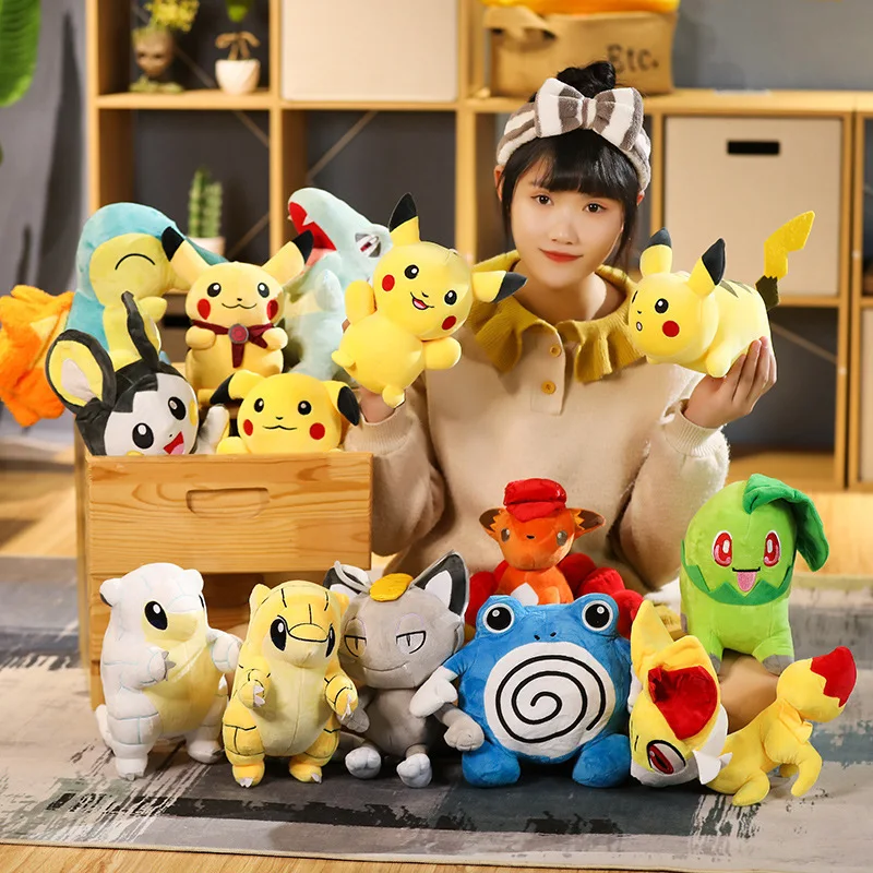 

Kawaii Pokemon Gengar Magikarp Psyduck Soft Plush Toys Mew Mewtwo Poliwag Lapras Galarian Ponyta Stuffed Animals Peluche Dolls