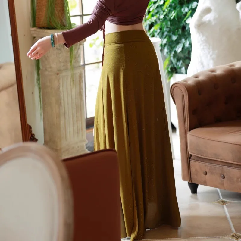 Jupe d'entraînement de danse du ventre à fente irrégulière personnalisée avec leggings intégrés, vêtements de danse exotiques, costume de danseuse du ventre de carnaval samba