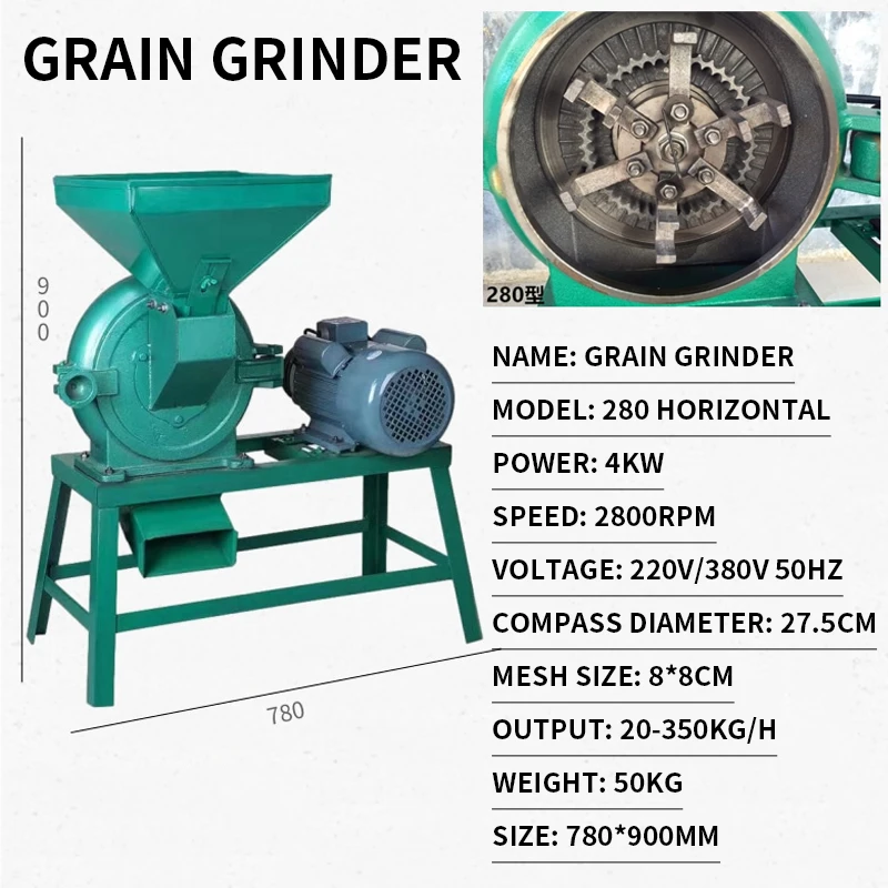 20-350KG/H Pellet Mill Grains Grinding Machine Powder Grinder Crusher Corn Pulverizer Medicinal Feed 4KW Machine 220V/380V 50Hz