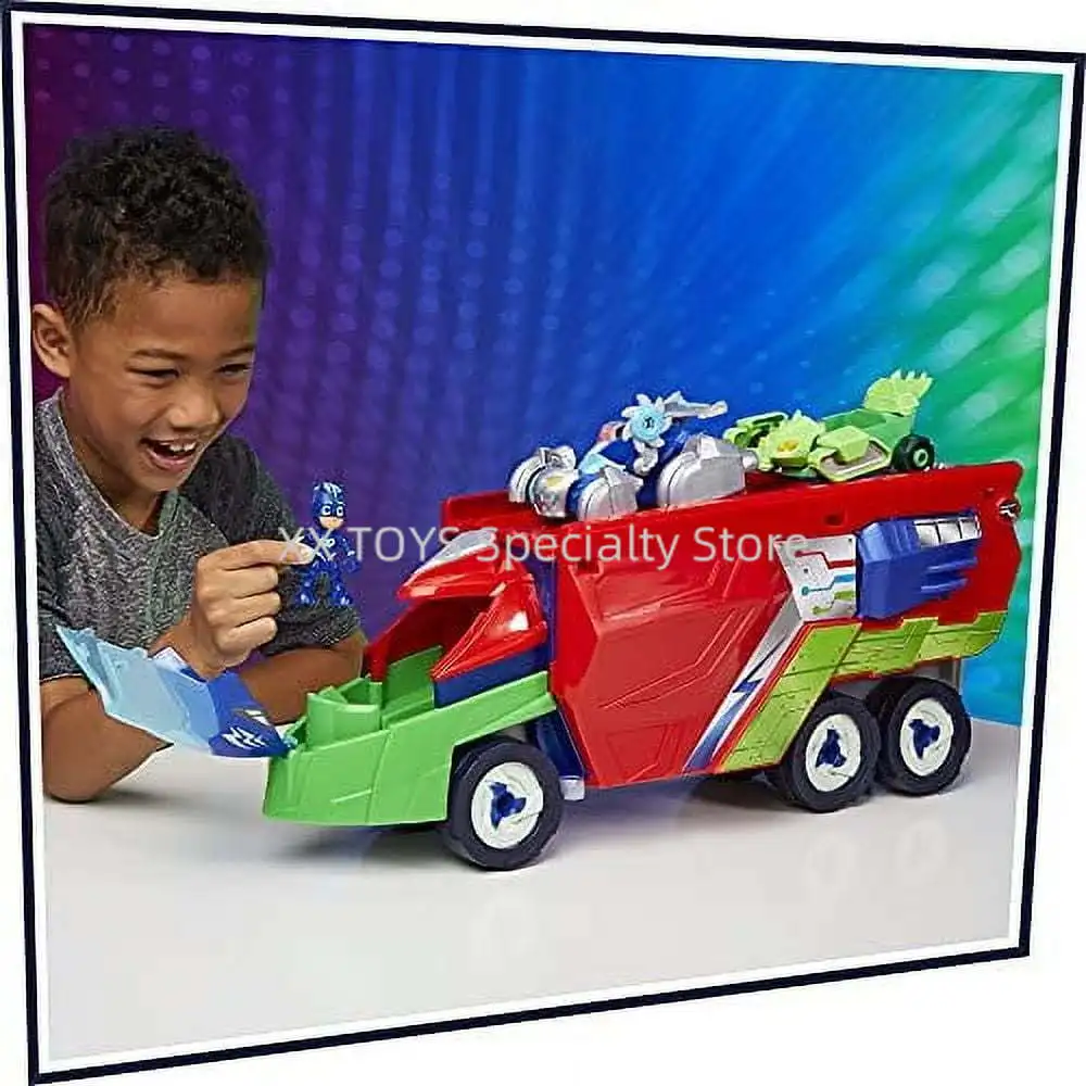 Hasbro PJ Máscaras PJ Lançando Buscador Brinquedo Pré-escolar Transformando Veículo Playset com 2 Carros 2 Figuras de Ação para Criança Presente de Natal