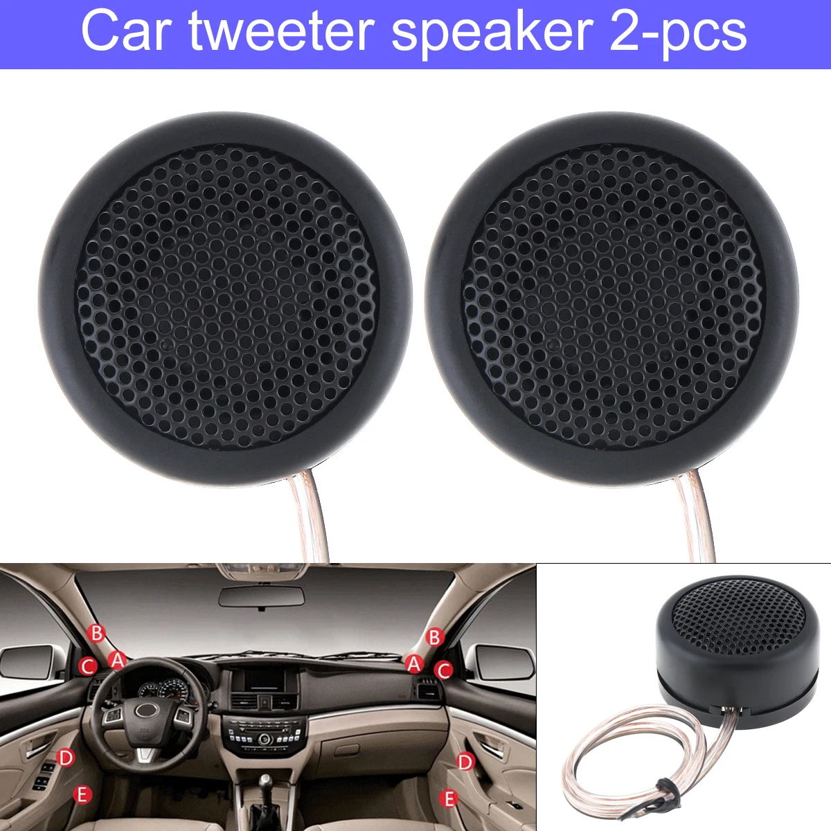 2pcs 380W YH-366 High Efficiency Mini Dome Tweeter Speakers for Car Audio System For All Car Audio Systems