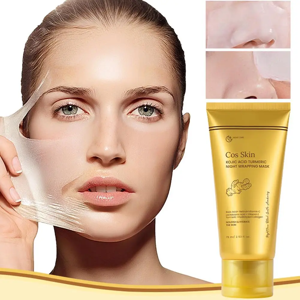 Turmeric Kojic Acid Night Wrapping Mask Dark Spot Corrector Brightening Peel Off Mask Hydrating Anti Aging Facial Care