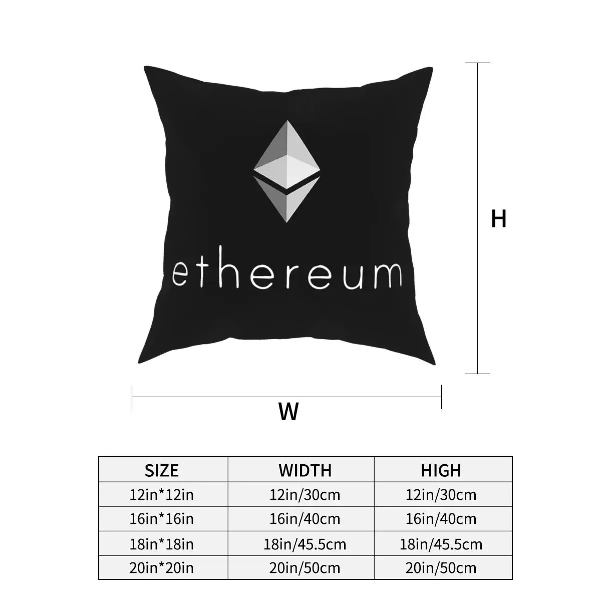 Ethereum Logo Square Pillow Case Polyester Cushions for Sofa Bitcoin Crypto Cryptocurrency Btc Blockchain Pillowcover Home Decor