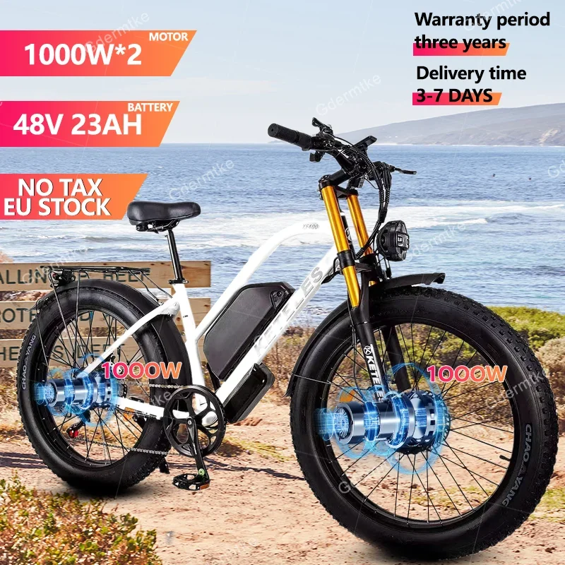 Electric Bike 2000W Dual Powerful Motor 48V23AH Lithium Battery 26 Inch Fat Tire Electric Bicycle Hydraulic Brake Mountain Ebike