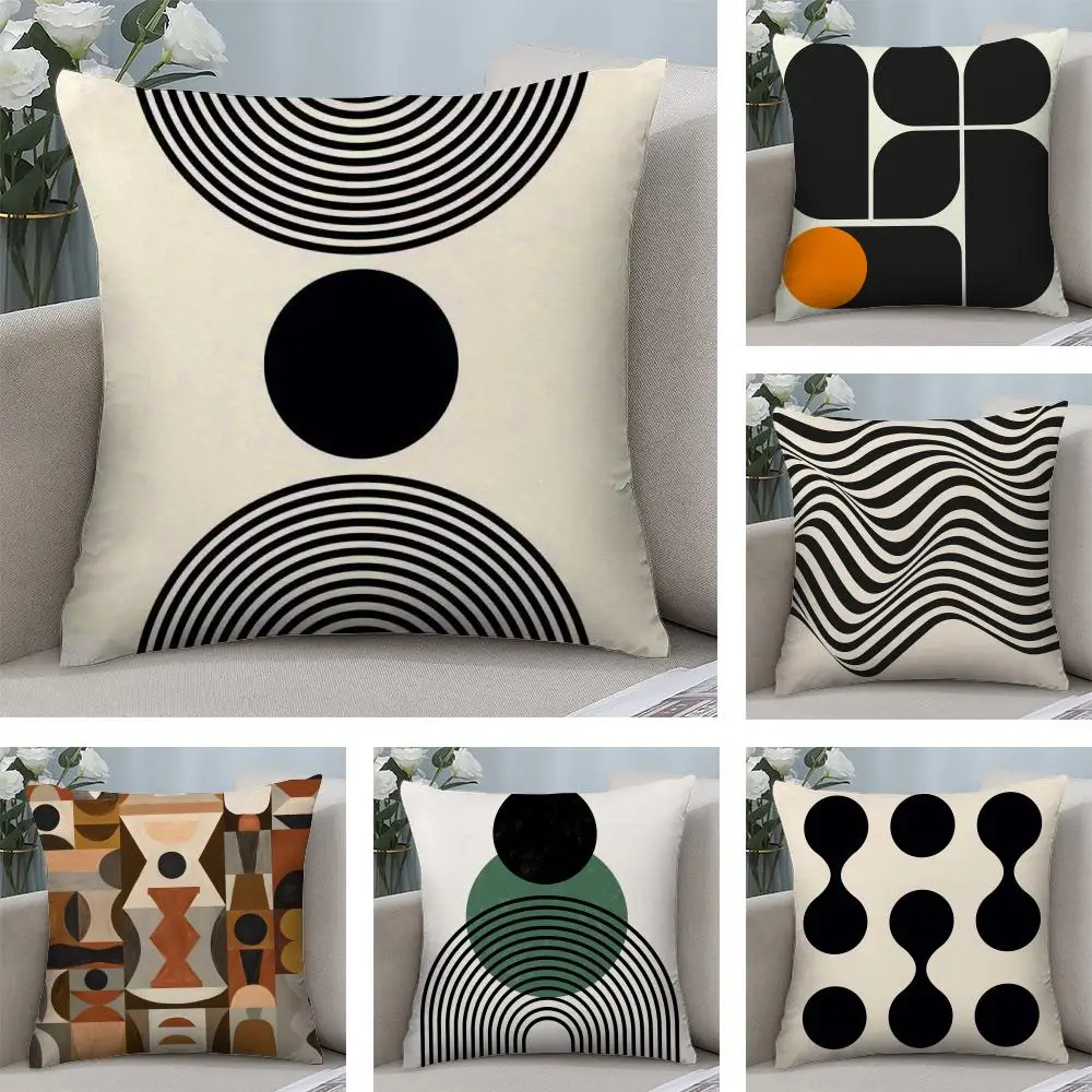 Reduced Geometry Cushion Cover Soft Plush Fabric Double-Sided Printed Sofa Cushion Cover for All Seasons Home Decor Gift