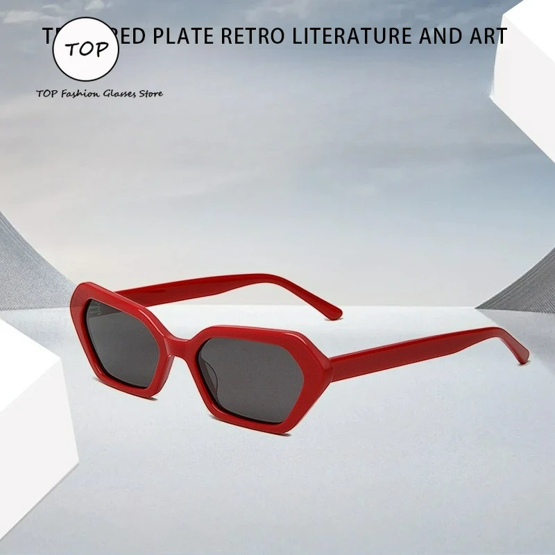 高品質厚い楕円形アセテート小さなフレームヒップホップメンズサングラスレトロファッション女性サングラスサポート処方レンズ