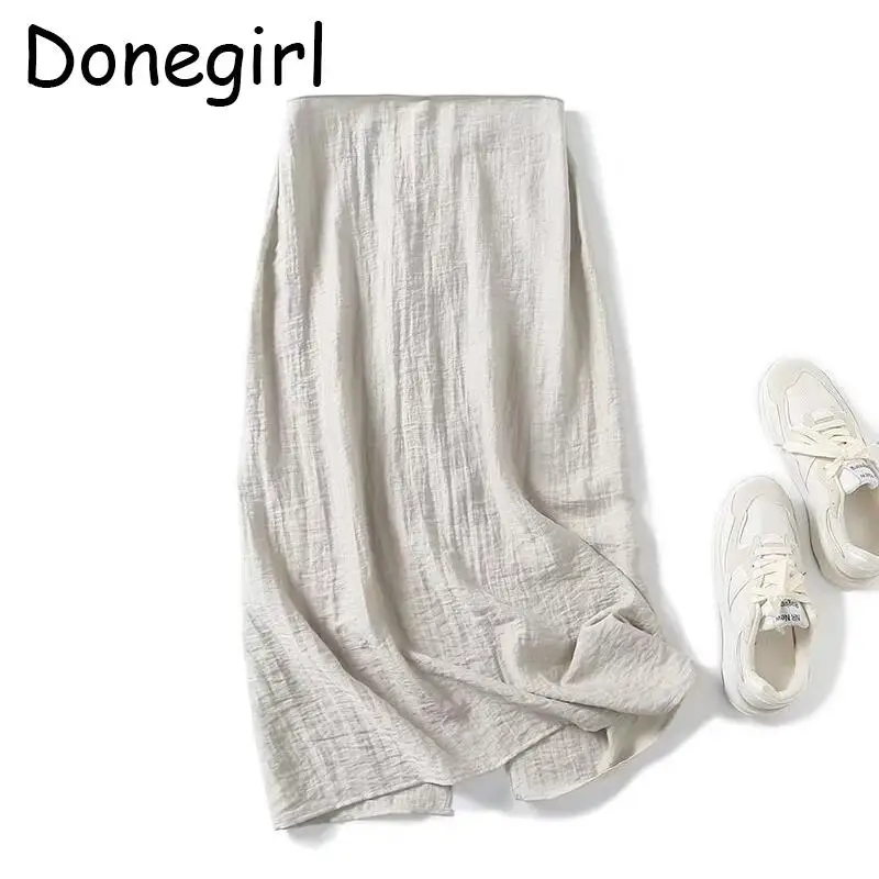 Donegirl-Falda recta de satén para mujer, falda larga informal, lisa, versátil, elegante, para primavera y verano, 2024