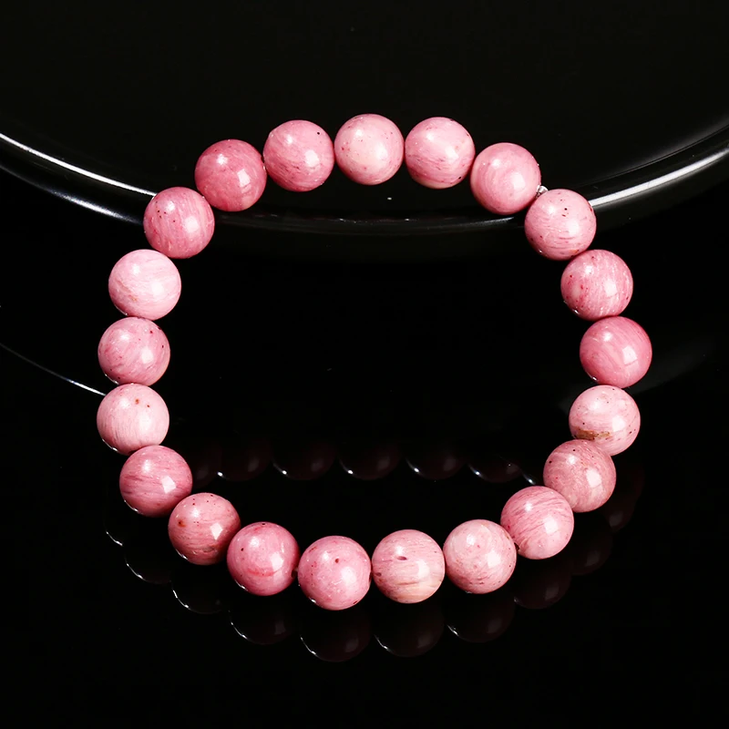 JD Natural Stone Rhodochrosite Ore Bead Bracelet Women Charm Yoga Meditation Prayer Reiki Energy Stone Jewelry Couple Party Gift