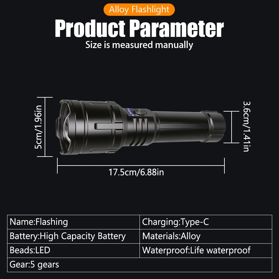 Flashlight Lighter & Power Bank Combo,Rechargeable,Zoomable Super Bright Beam,5 Modes Flashlight for Outdoor Camping Emergency image 6