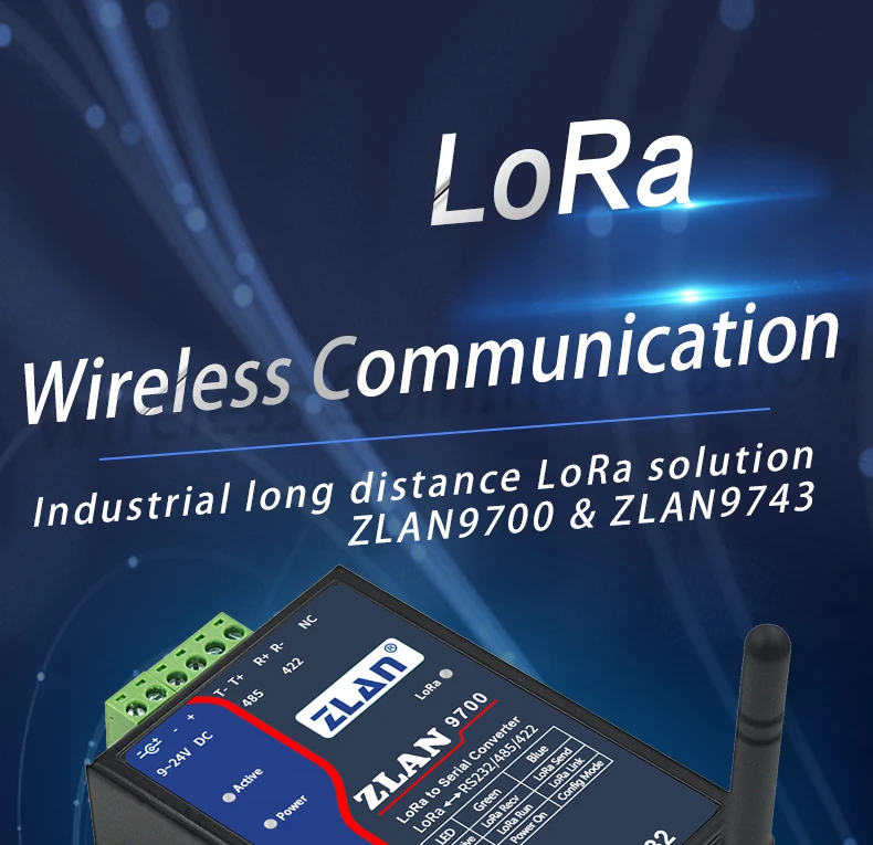 

ZLAN9700/9743 Передача между RS232/485/422 на Lora, расстояние передачи 8 км, низкое энергопотребление, защита от помех