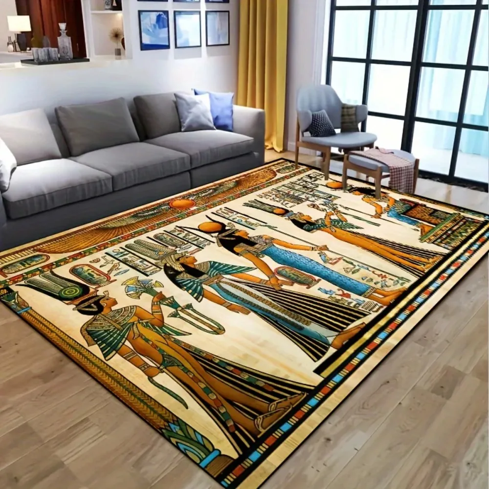 Egyptian Cleopatra Art Mat - Ancient Queen Rug for Living Room, Bedroom & Nursery, Machine Washable Outdoor Decor Carpet
