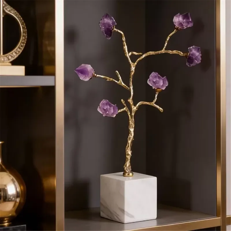 Modern Luxury Golden Branch Flower Sculpture Art Desktop Home Decoration Ornament for Living Room Shelf Display Wholesale