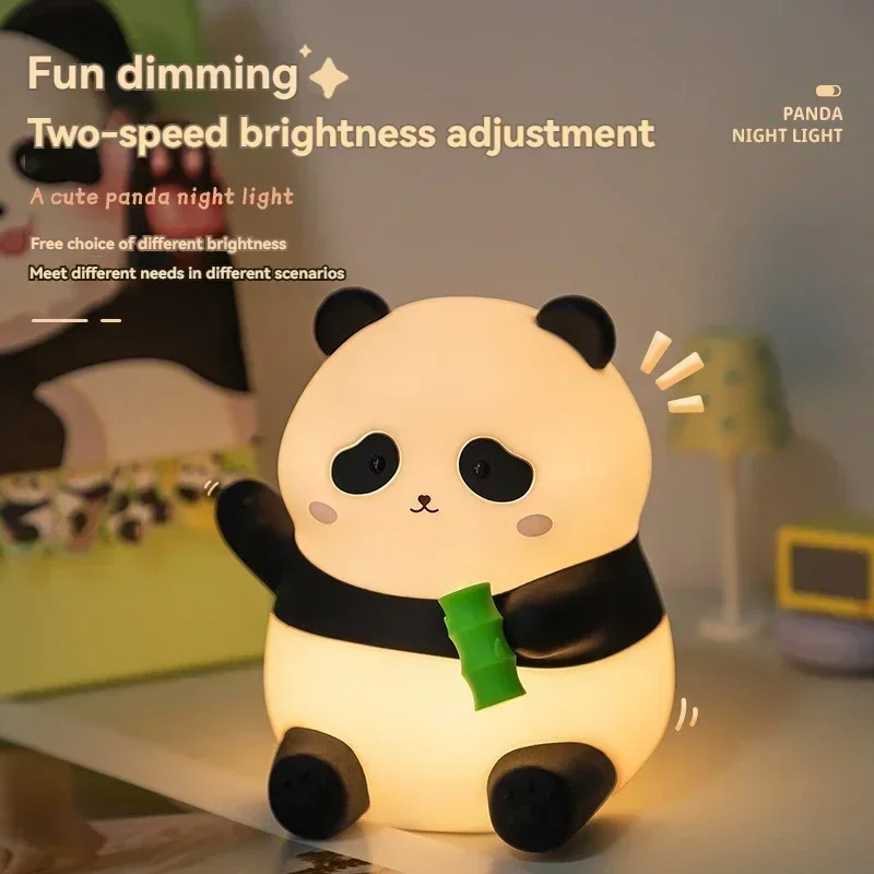 Cute Panda Cartoon Animals Silicone Lamp LED Night Light USB Rechargeable Timing Sleeping Lamp Bedroom Decoration for Children