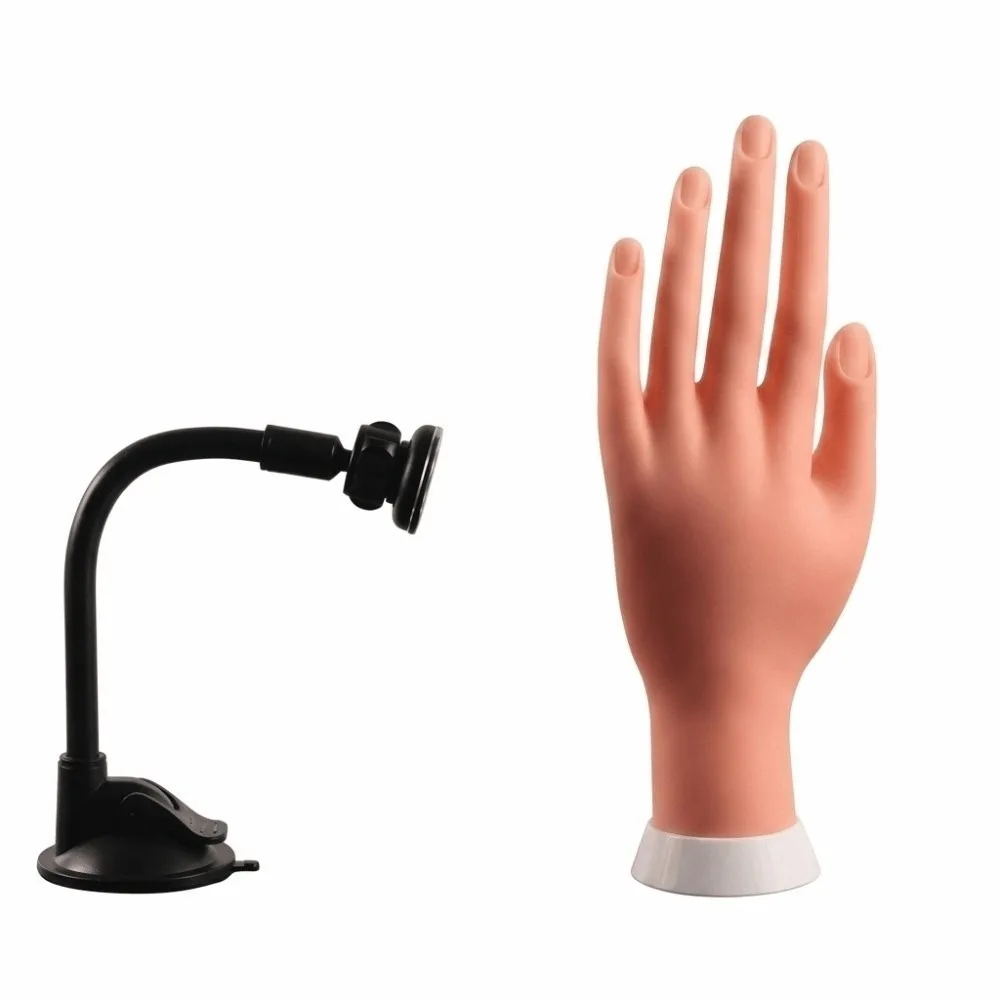 1 Set Magnetic Nail Art Practice Hand Positioning Fake Hand Flexible Training Mannequin Hand Flesh-Colored Adjustable