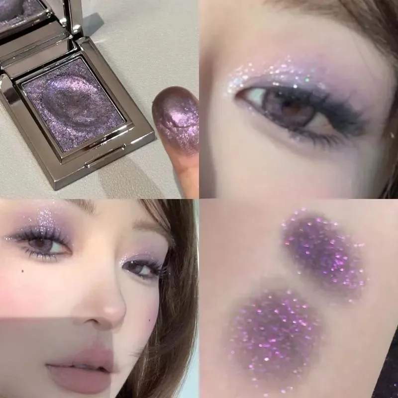 Metallic Chameleon Eyeshadow Palette Smoked Blue Purple Bronze Green Shimmer Glitter Highlighter Makeup Kit for Party Night Out