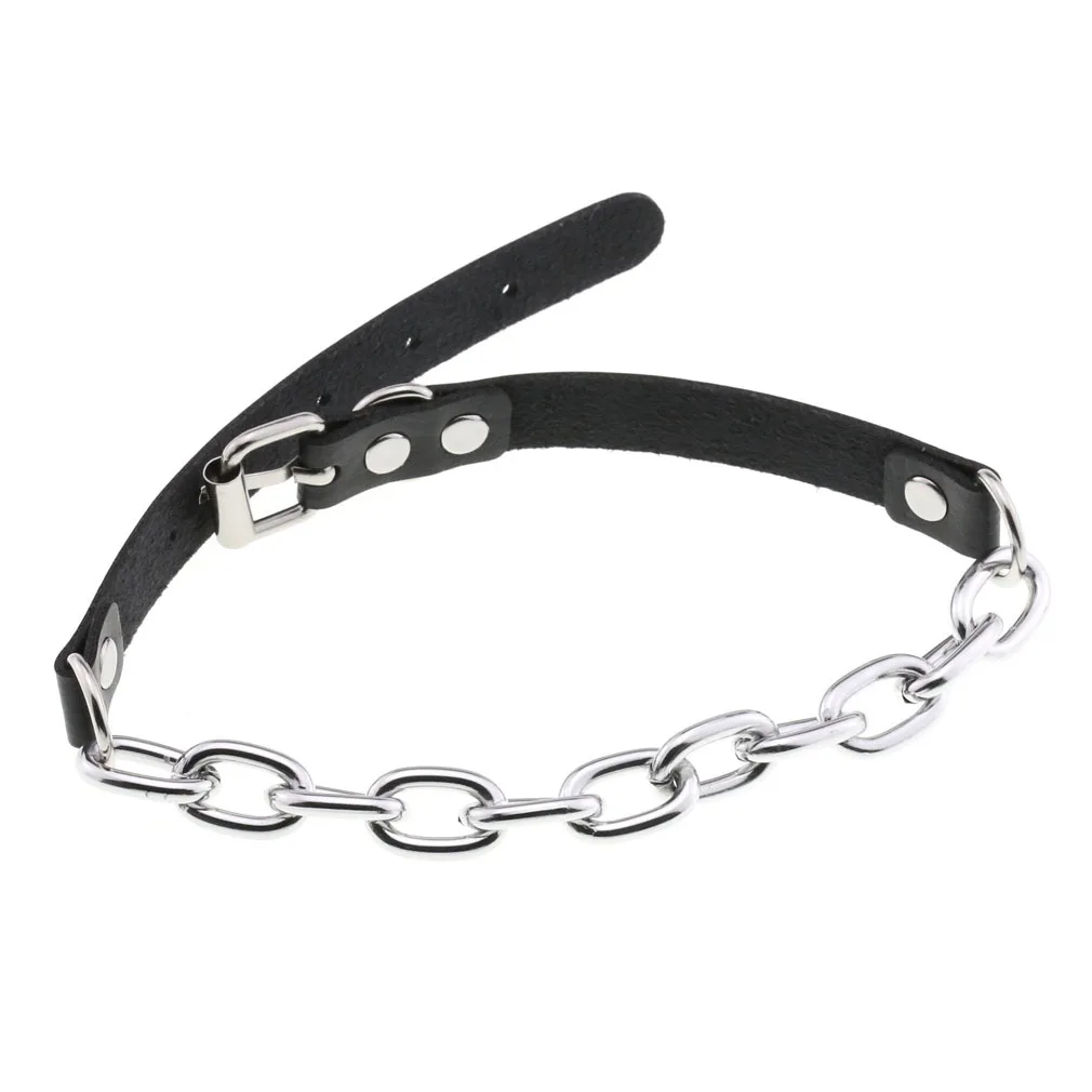 Punk Rock Chain Leather  Choker Women Metal Chocker Buckle Collar Necklace Girls Festival Goth Accessories