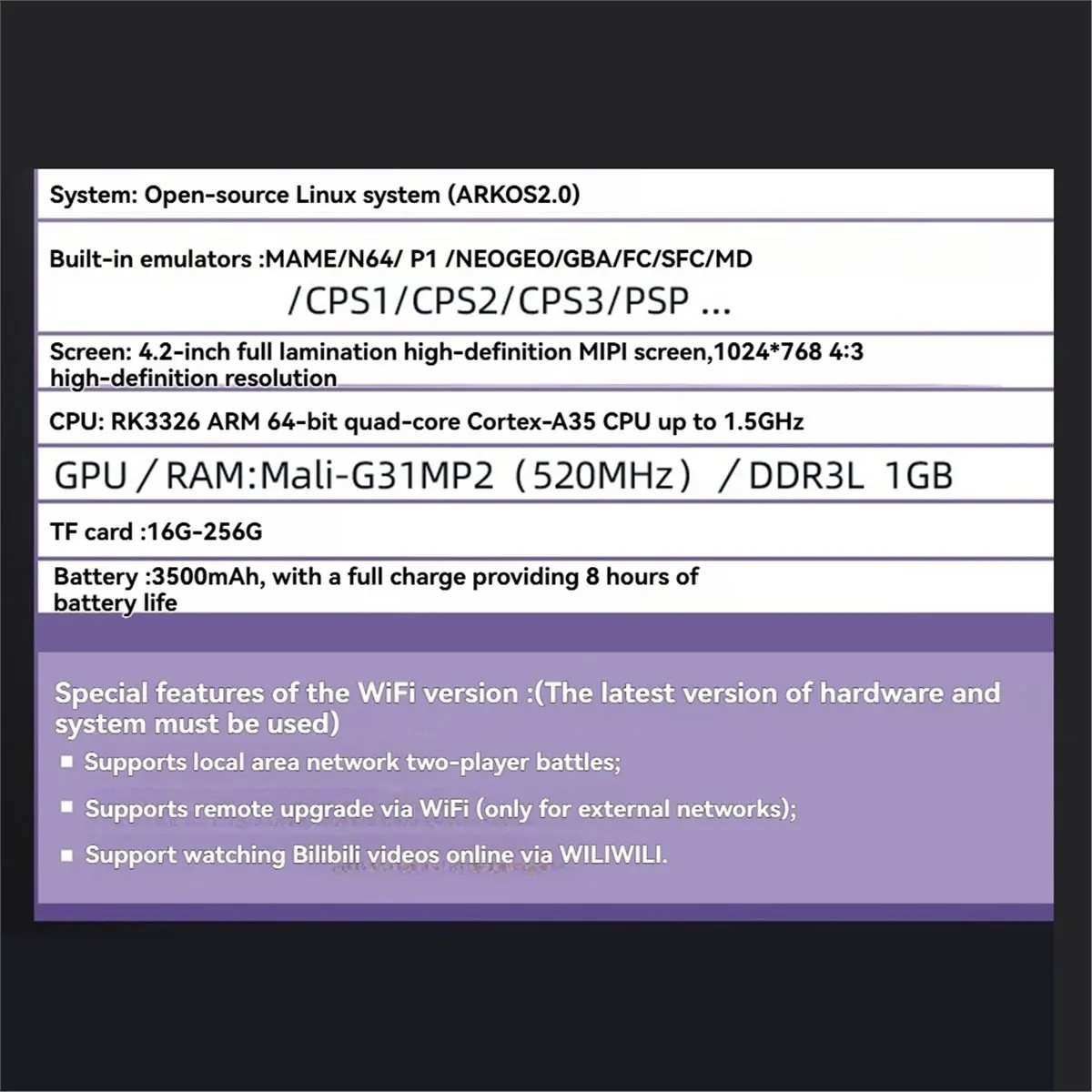 

R36H PRO MAX Retro Handheld Video Game Console 64GB 15,000+Games WiFi 4.2inch Screen Linux Supports 10+ Emulators B