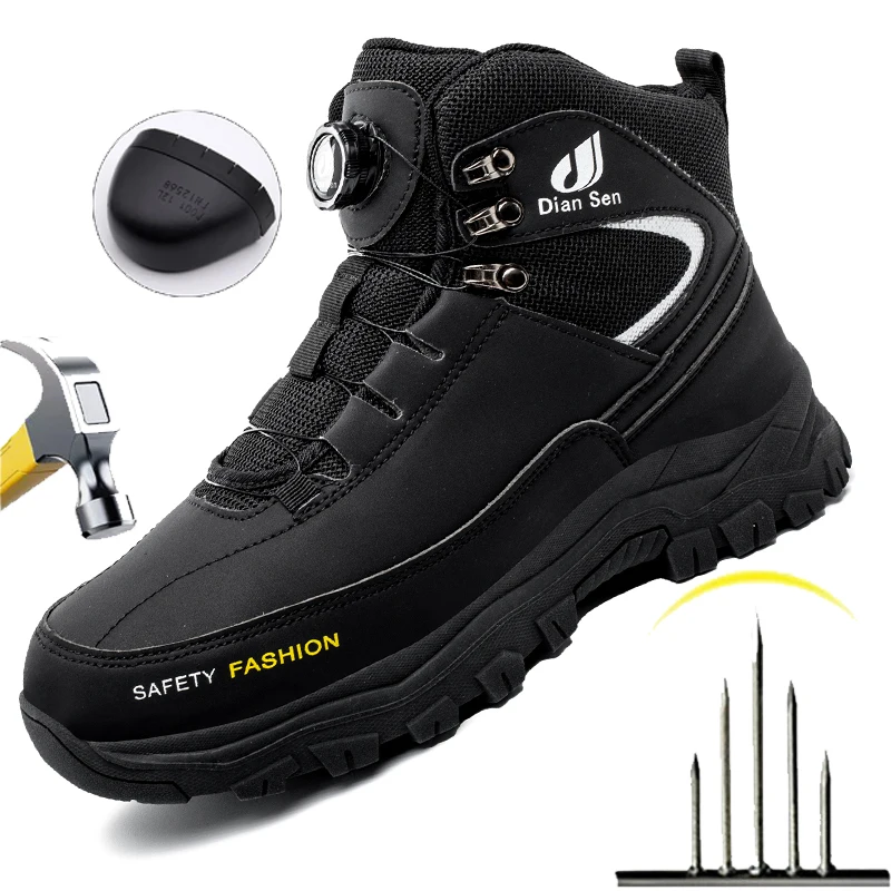 

Мужские защитные рабочие ботинки для стройплощадки: ударопрочные, с защитой от проколов, лучшие прочные кроссовки с поворотной застежкой