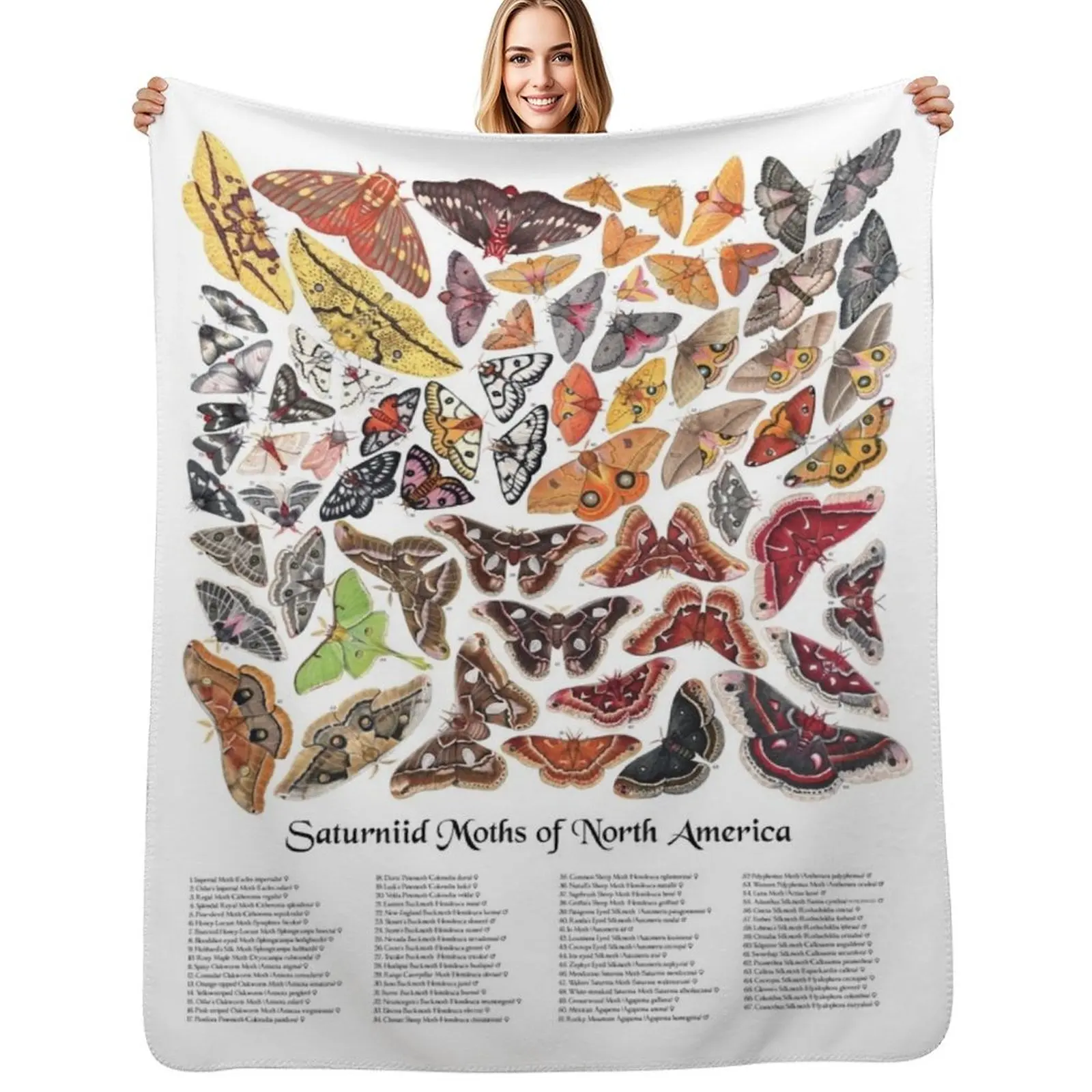 Saturniid Moths of North America Throw Blanket Cozy Throw Blanket Birthday Gift for Him Her