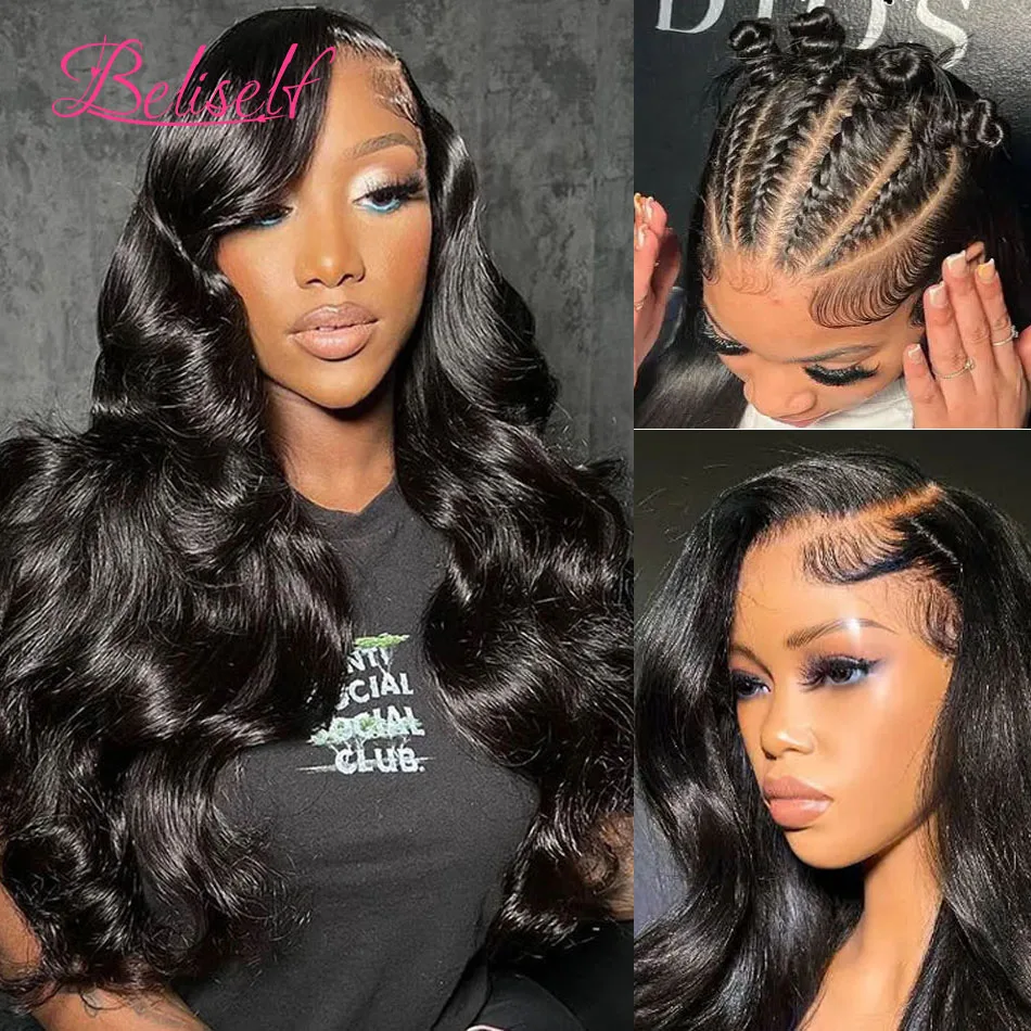 Beliself Hair 13X6 HD Lace Frontal Wigs Human hair Body Wave Lace Frontal Wig Pre Plucked 13x6 HD Lace Wigs Human Hair