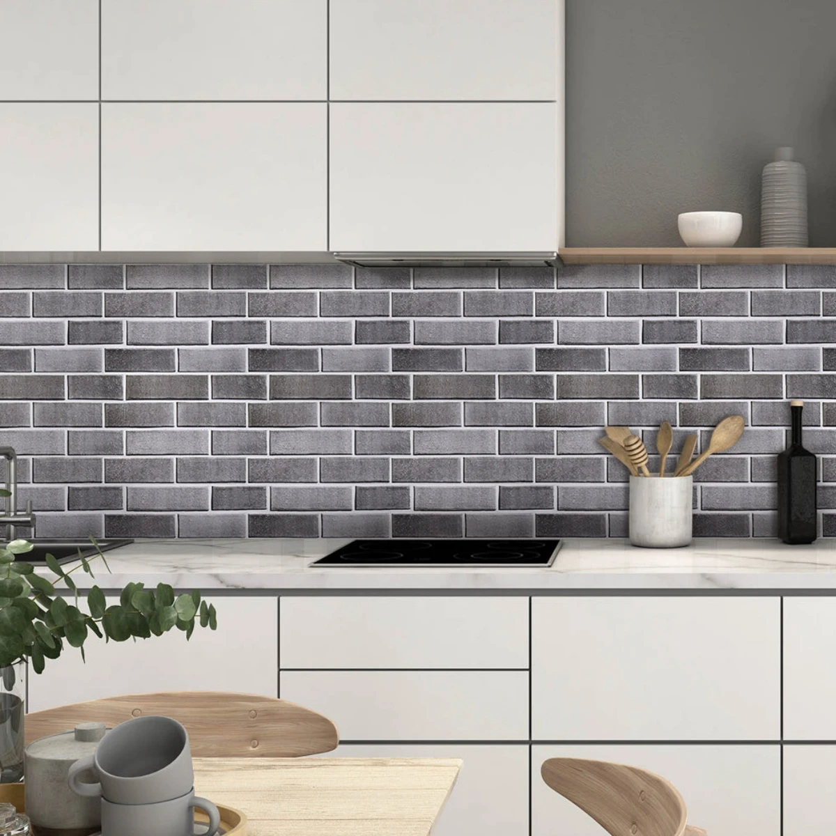 1/10 szt. Naklejka ścienna 3D samoprzylepna imitujące cegłę z Panel ścienny i naklejką płytka kuchenna naklejką na płytka ścienna do łazienki Backsplash — zdjęcie 3