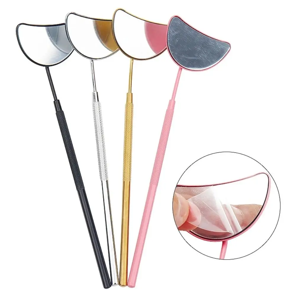 Checking False Lashes Eyelash Extension Mirror Semicircle Stainless Steel Long Hand Mirror Detachable Beauty Tool Accessories