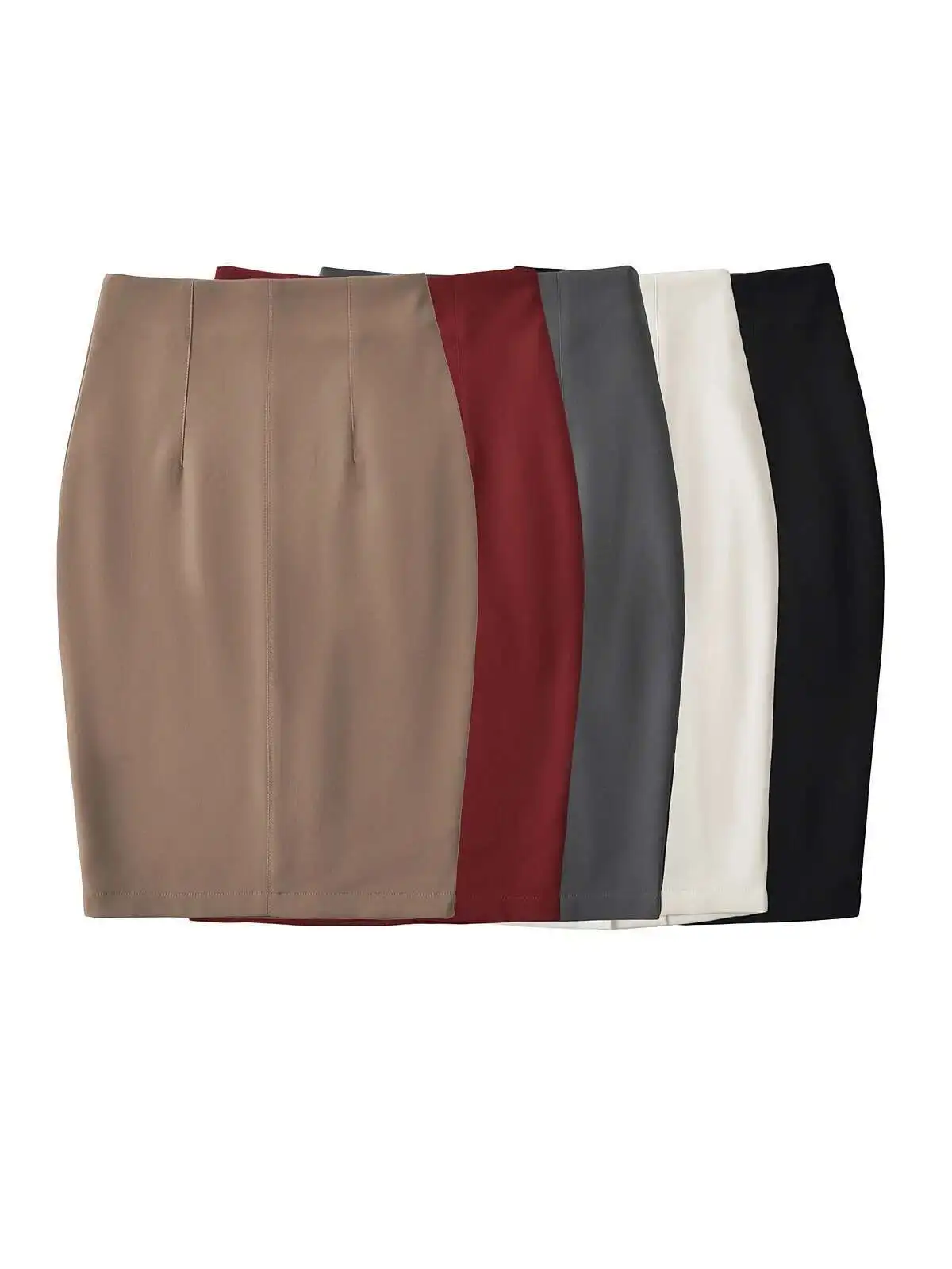 Nowa spódnica damska na jesień/zimę 2024, z wysokim stanem, rozcięciem, o średniej długości, luźna, wyszczuplająca, codzienna, uniwersalna, w kształcie litery A, styl \"spicy girl\", NMUO