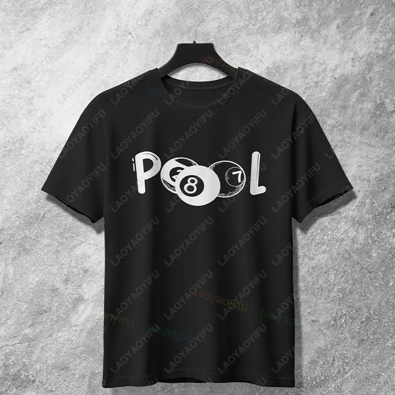 Funny Billiards Graphic T-Shirt with White Pool Ball Desgin 100% Cotton  Short Sleeve Casual T Shirt for Game Nights & Parties