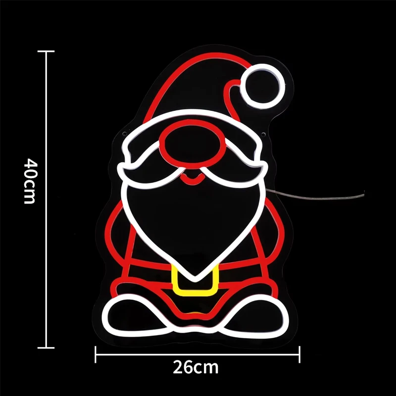 Świąteczny Gnom Neonowy Znak do Dekoracji Ścian Święty Mikołaj LED Neonowy Znak Kolorowy na Imprezę Sypialnia Pokój Dziecięcy Bar Dekoracja