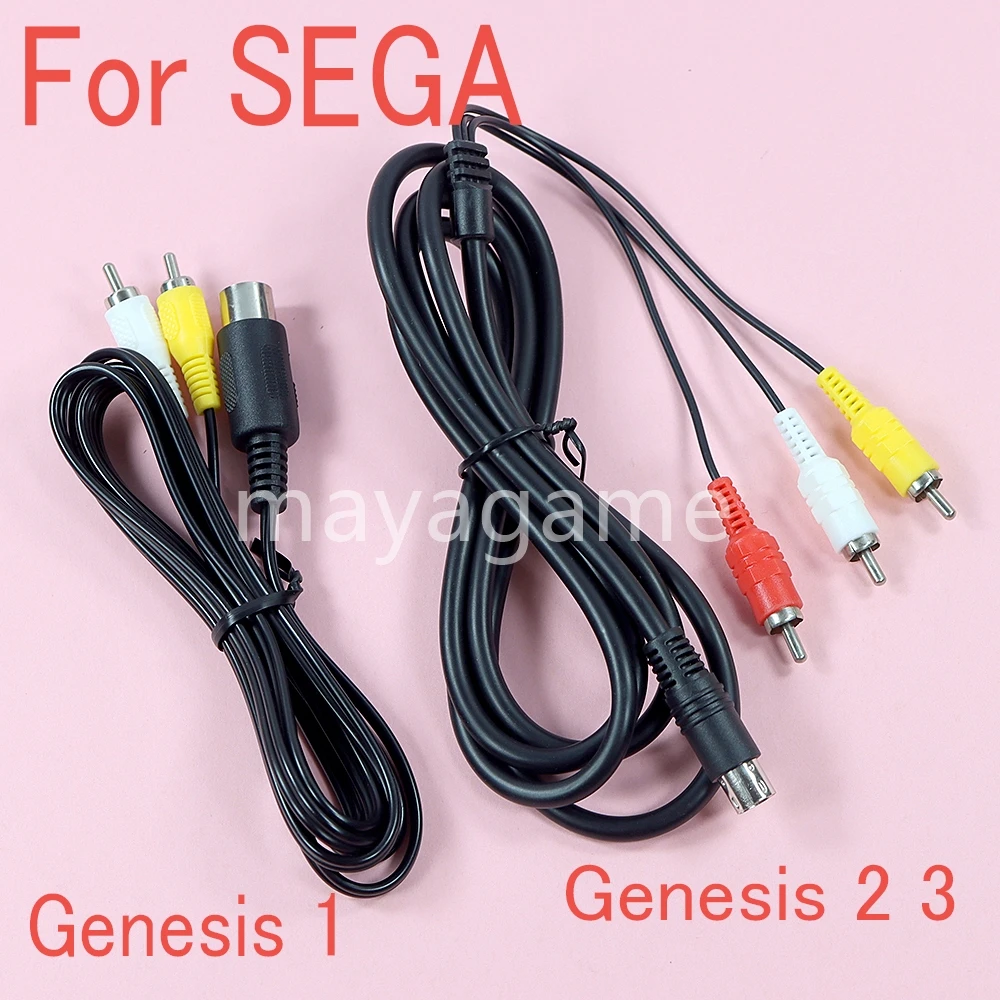 Cabo AV de áudio e vídeo de 6 unidades para Sega Genesis 1 2 3