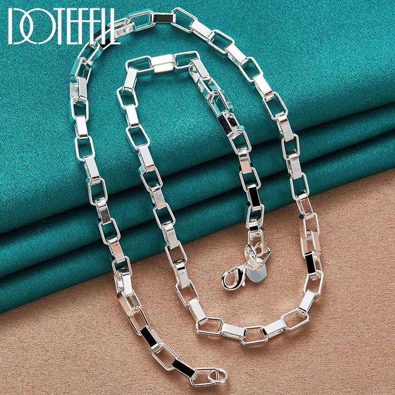 DOTEFFIL 925 Sterling Silver 18 Inch 4mm Box Chain Necklace For Man Woman Fashion Wedding Charm Jewelry