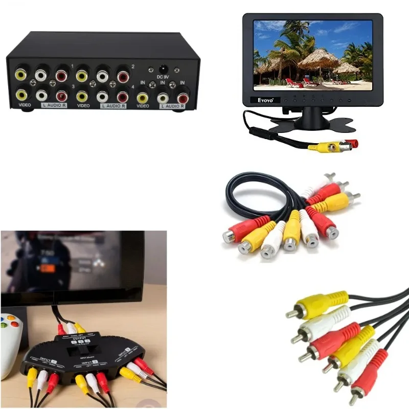 Audio Video AV Adapter Cable for TV DVD Player Splitter HD-TV RCA 3 to 6 Male Female Plug