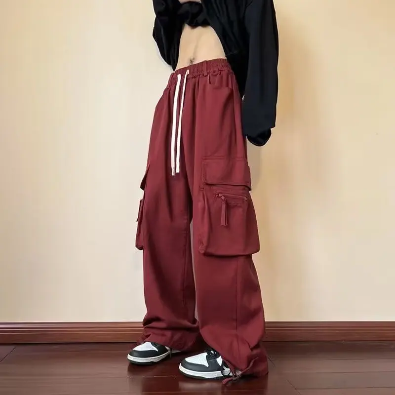 S-5XL Cargo Pants Women American Retro Chic Boyfriend Unisex Harajuku Baggy Trousers Big-pocket Autumn Streetwear Casual College