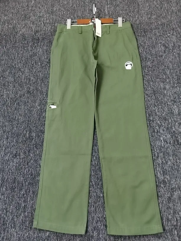 

Men's Spring Autumn Pure Cotton Retro Casual Multi-ket Work Pants Embroidered Military een Straight Leg Long Pants