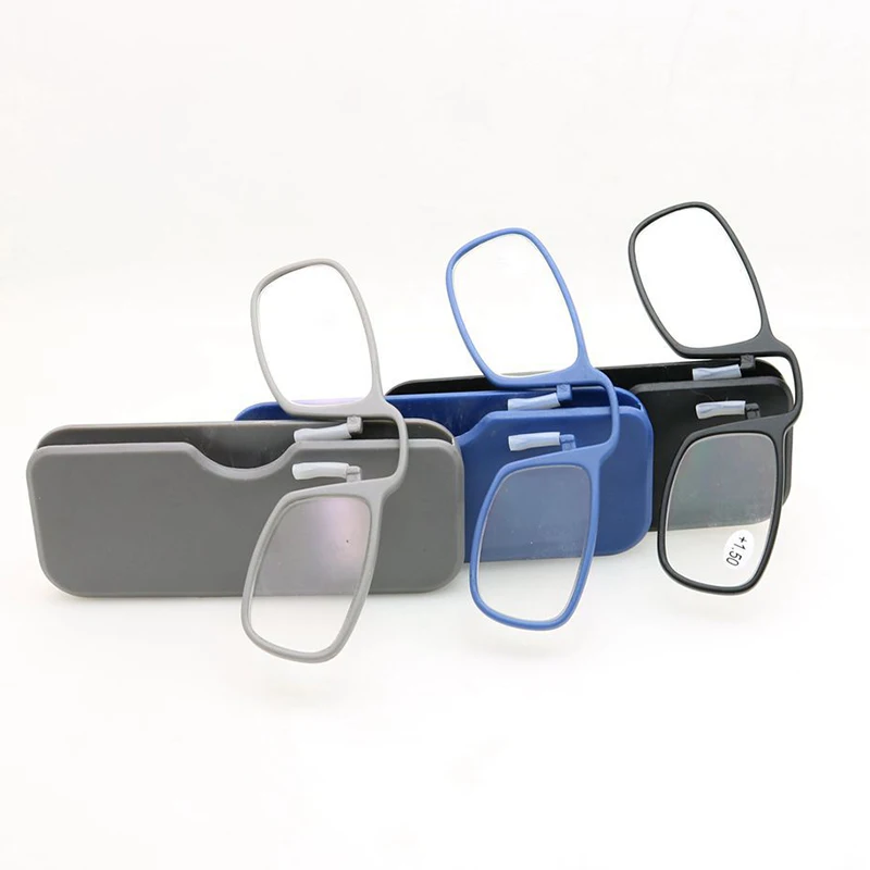Beinlose TR90-Klemme, Nasenclip auf Lesebrille, für Männer und Frauen, tragbare Mini-Lazy-Presbyopie-Brille, mit Etui + 1 + 1,5 + 2 + 2,5 – Detail 7